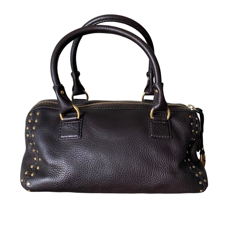 Michael Michael Kors Astor Chocolate Leather Gold Studded Handbag Purse